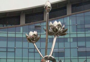 金华优质镜面不锈钢荷花塑像