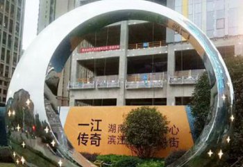 金华让您的空间脱颖而出！时尚镜面不锈钢圆环景观雕塑
