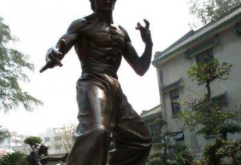 金华忠实再现李小龙公园名人铜雕