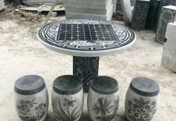 金华精美梅兰竹菊形石桌凳，无与伦比的艺术美感