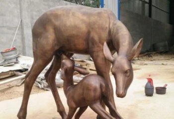 金华母子鹿公园动物铜雕——精美绝伦