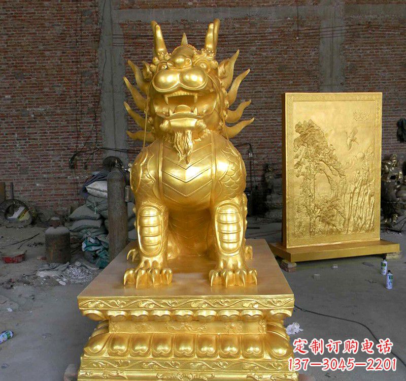 金华传统雅致,纳福麒麟铜雕精品