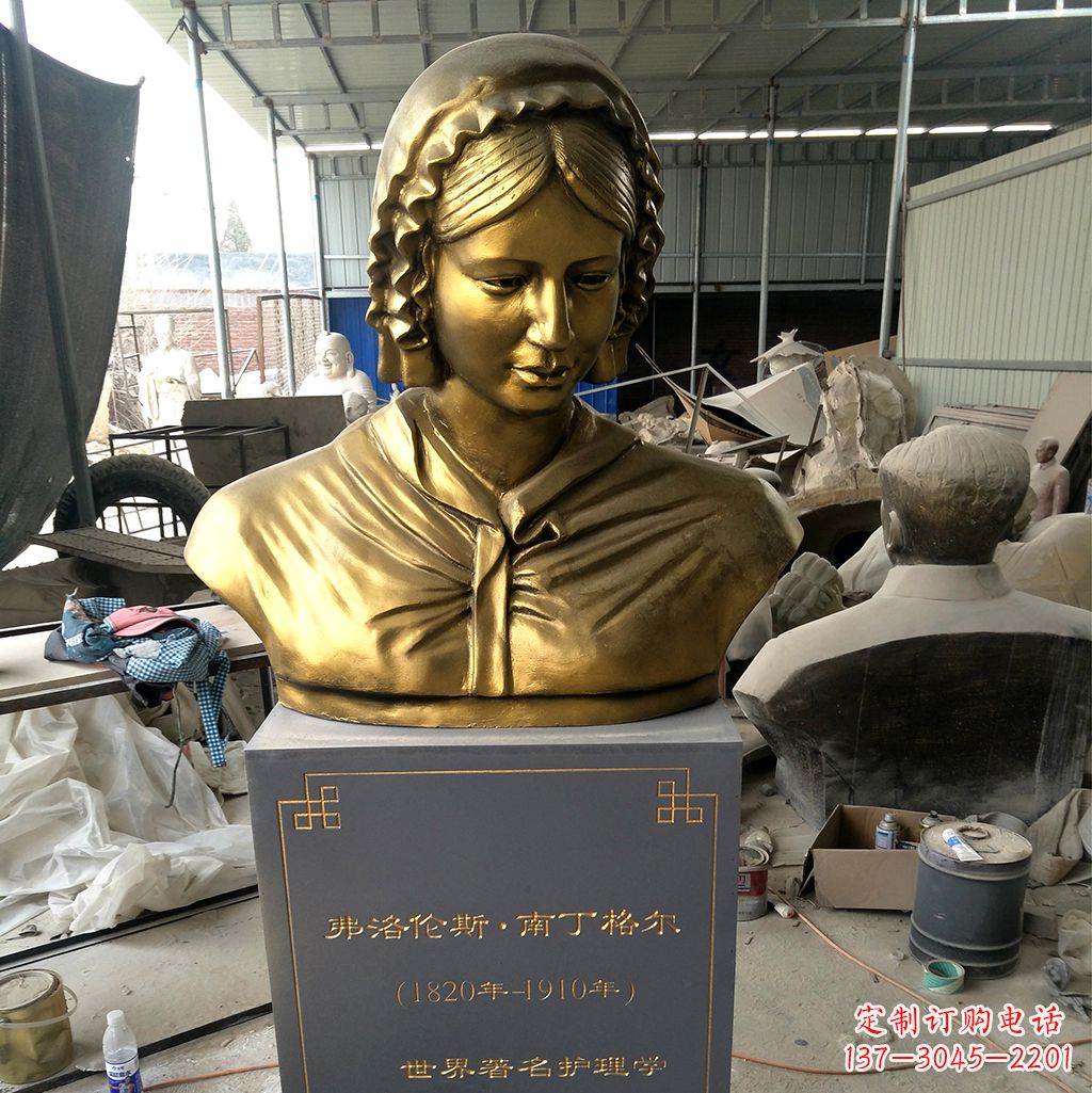 金华南丁格尔玻璃钢头像雕塑,高品质艺术定制
