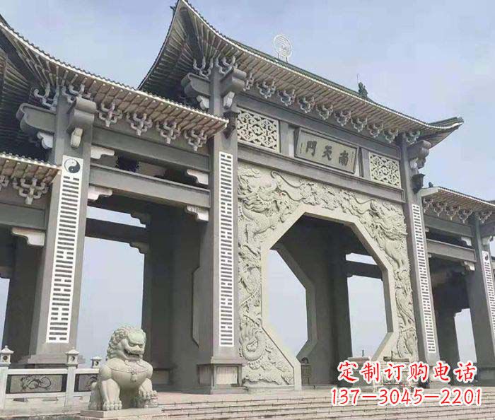 金华南天门牌坊石雕,工艺精美,精雕细琢