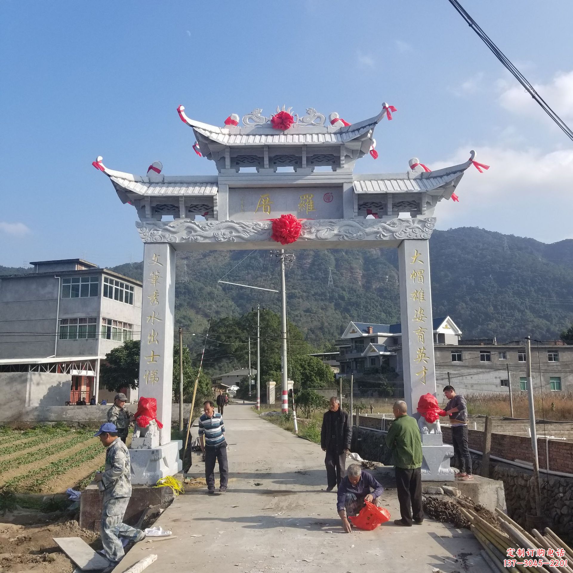 金华定制精美农村单门石牌坊雕塑