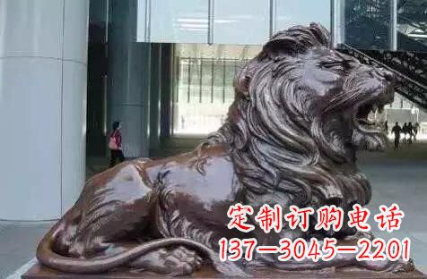 金华趴着的狮子铜雕