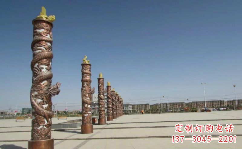 金华中领雕塑|专业定制盘龙柱广场柱子铜雕
