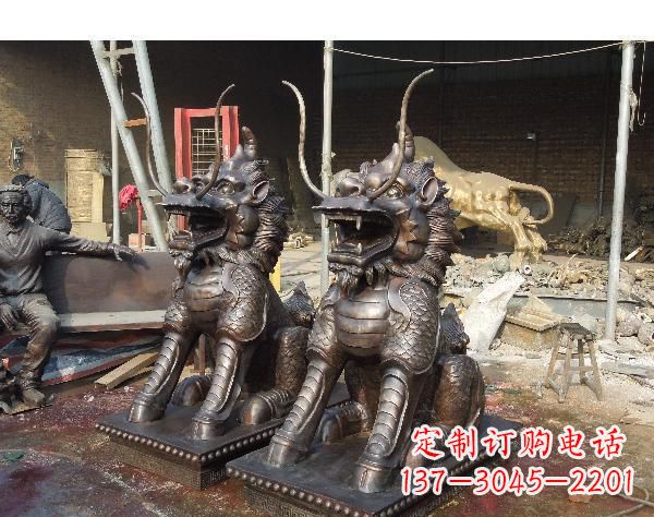 金华中领雕塑打造精美辟邪麒麟铜雕