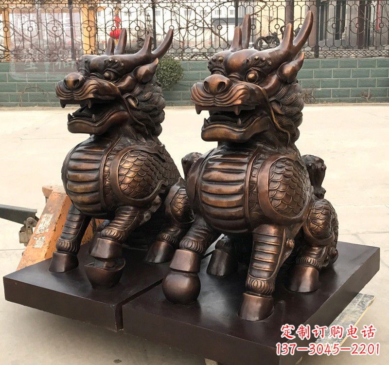 金华高雅定制辟邪铜麒麟雕塑