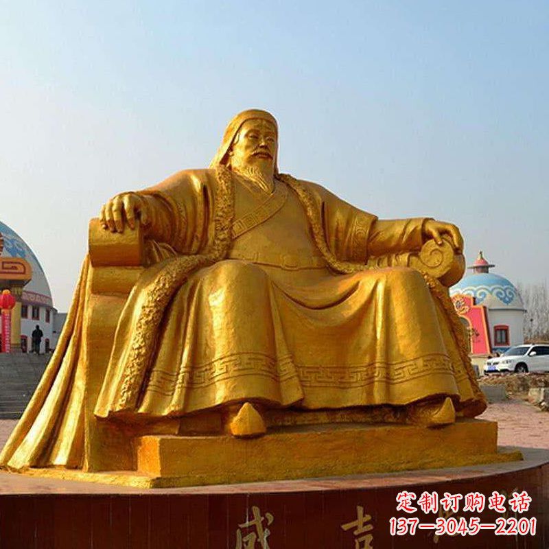 金华雕刻古代传奇军事家成吉思汗铜雕像