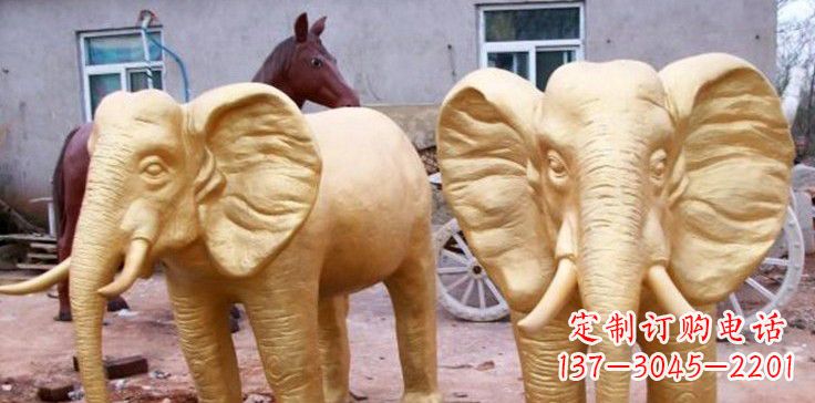 金华漆金巨型大象雕塑,由中领雕塑厂家定制制作…