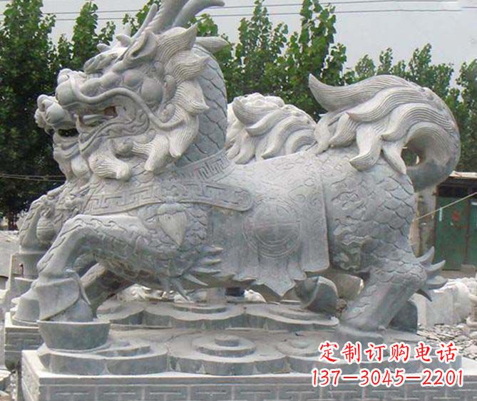 金华古典麒麟招财神兽石雕,传承古典非凡财富之美