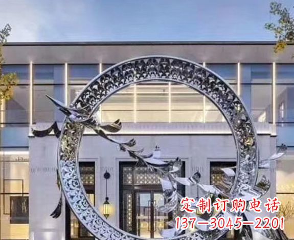金华企业不锈钢圆环大雁雕塑