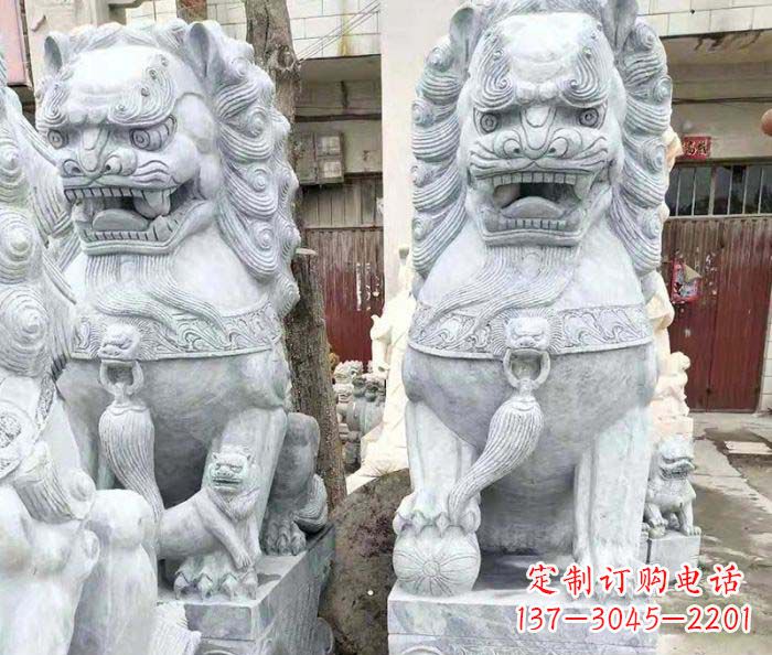 金华企业景观大理石狮子石雕 (2)