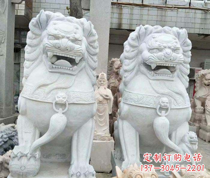 金华企业景观大理石狮子石雕 (3)