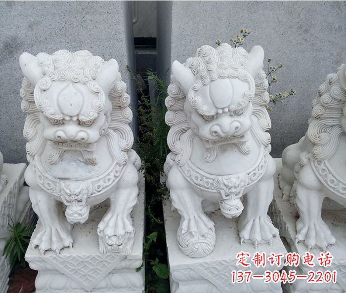 金华企业景观大理石狮子石雕 (5)