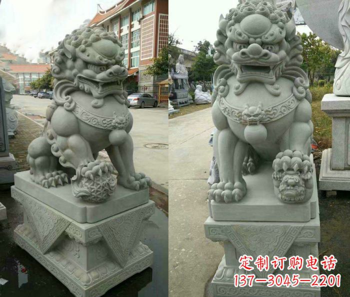 金华大理石狮子石雕——雕塑定制中的艺术精品