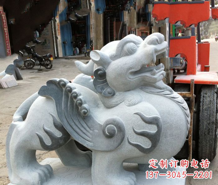 金华企业景观招财貔貅石雕 (2)