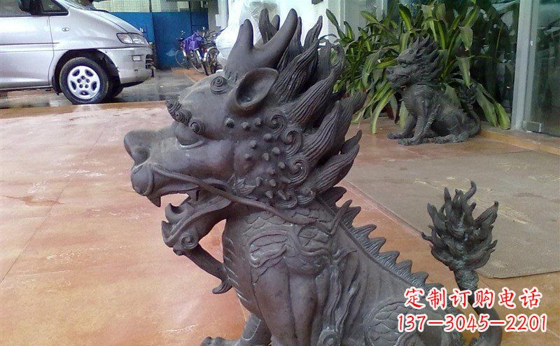 金华企业门口麒麟铸铜神兽铜雕