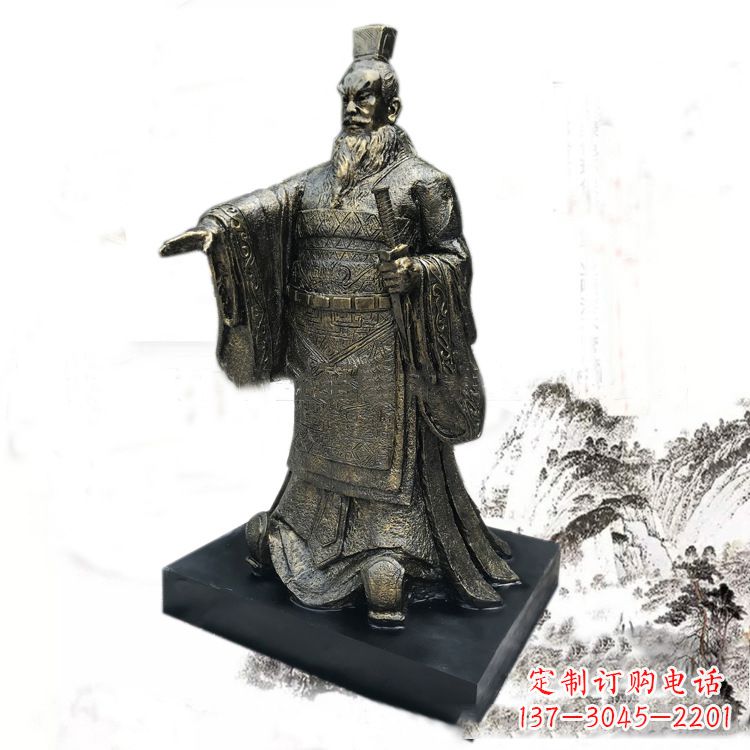 金华精美秦始皇玻璃钢仿铜雕塑