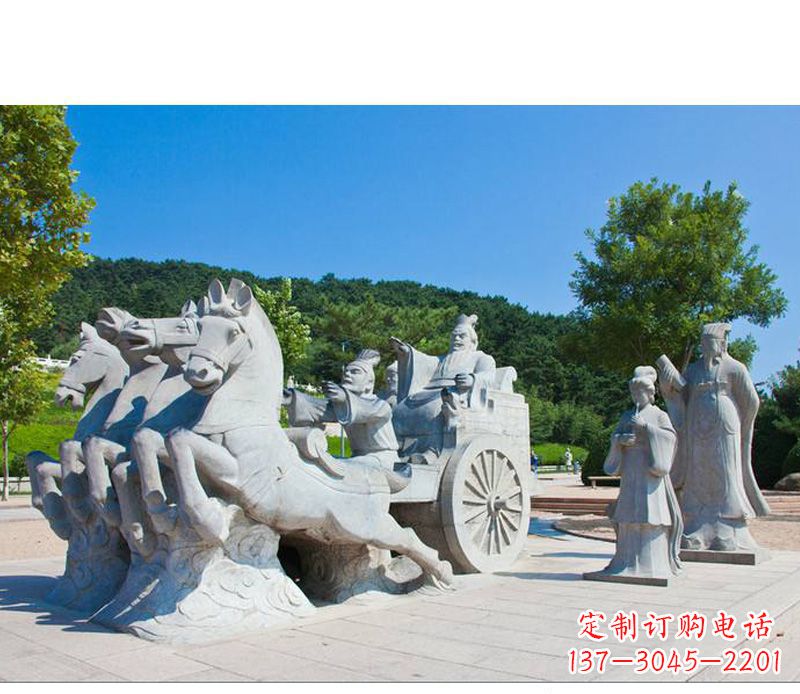 金华秦始皇坐马车石雕悉心打造雕塑艺术之精髓
