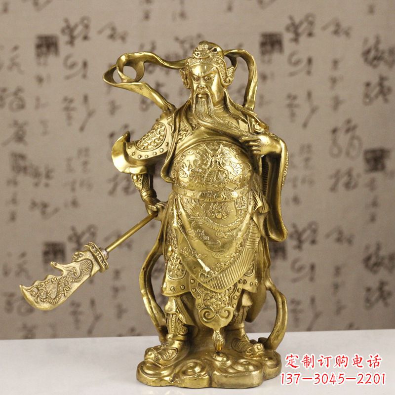 金华中领雕塑|关羽铜像:令人惊叹的纯黄铜武财神