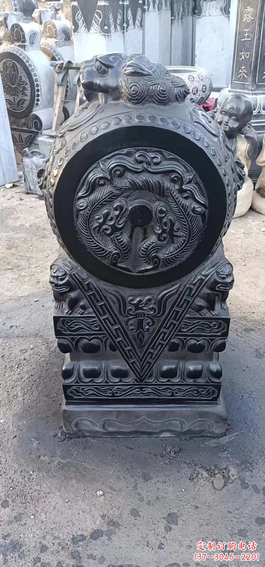 金华青石抱鼓石门墩石雕
