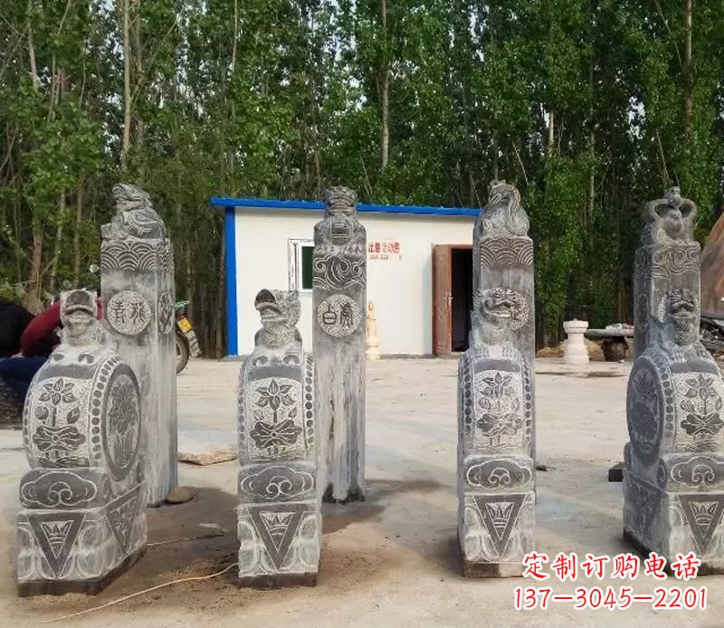 金华青石抱鼓石门墩雕塑