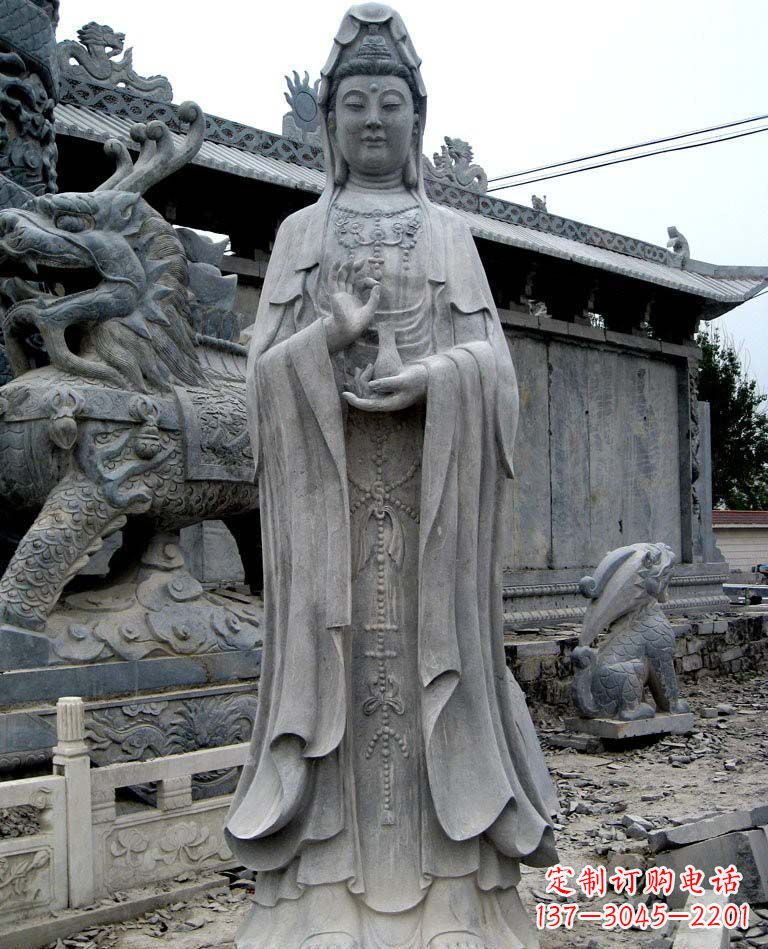 金华青石仿古观音雕像|传承古代神话传统
