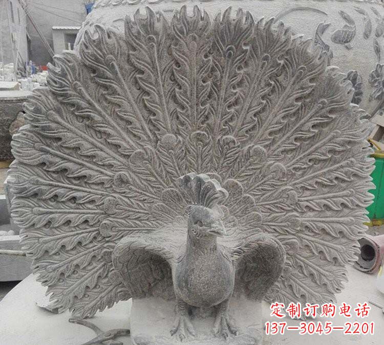 金华青石仿古孔雀开屏石雕