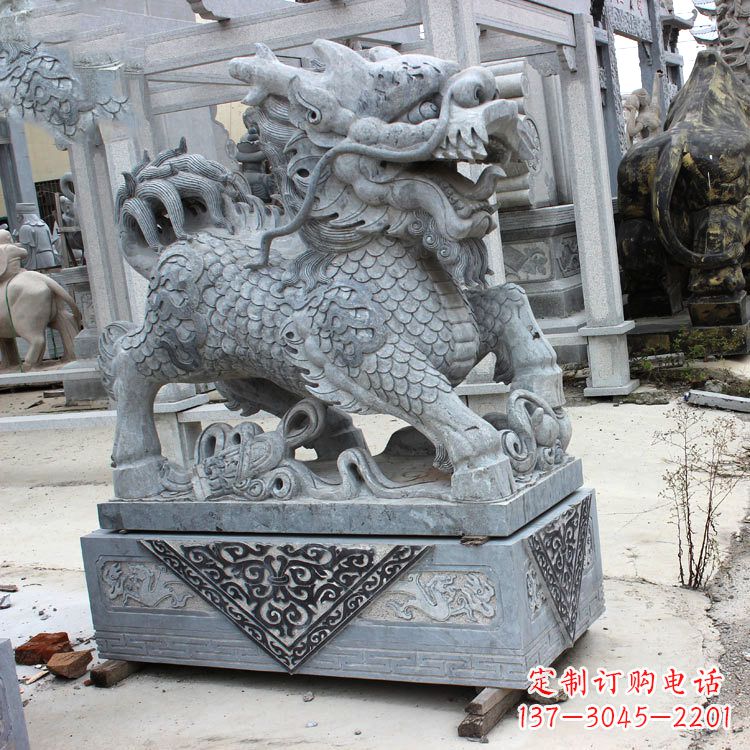 金华色彩缤纷的青石仿古石雕麒麟