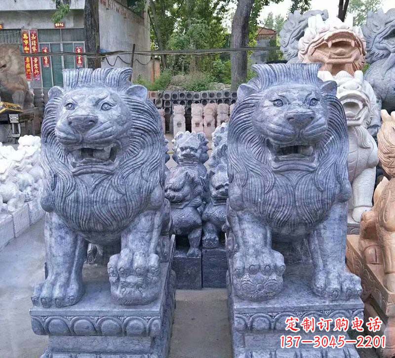 金华青石仿古西洋狮子石雕,典雅大气