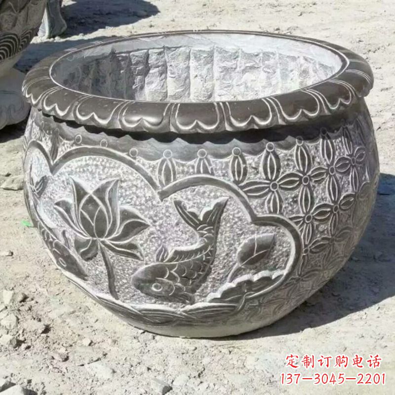 金华青石浮雕水缸