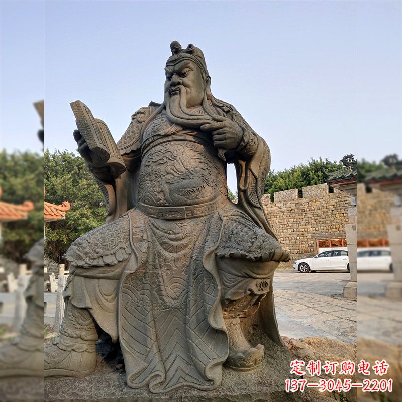 金华青石关公雕塑,让您的家居更加古典优雅