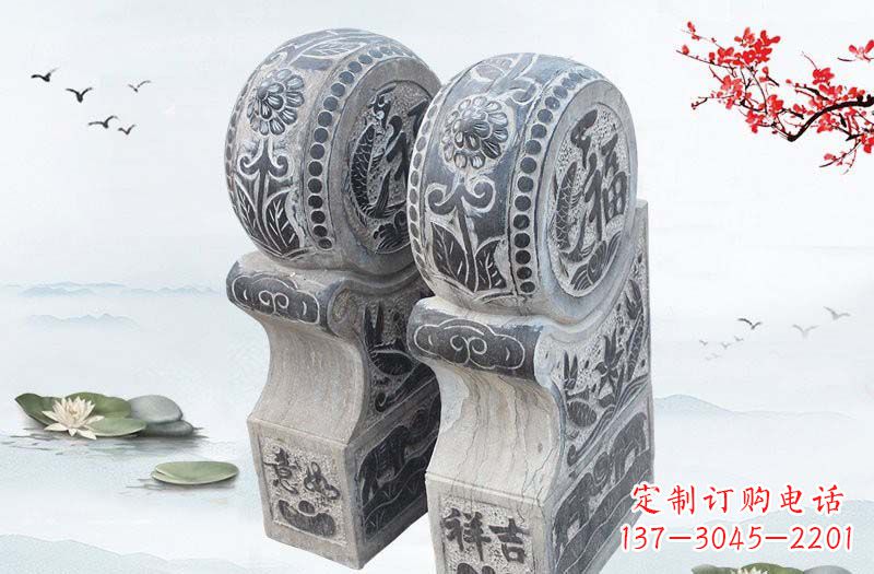 金华青石精美门墩雕塑,给您的家园以完美臻致