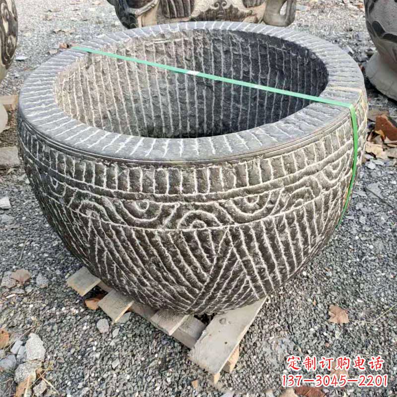 金华精美青石莲花水缸雕塑