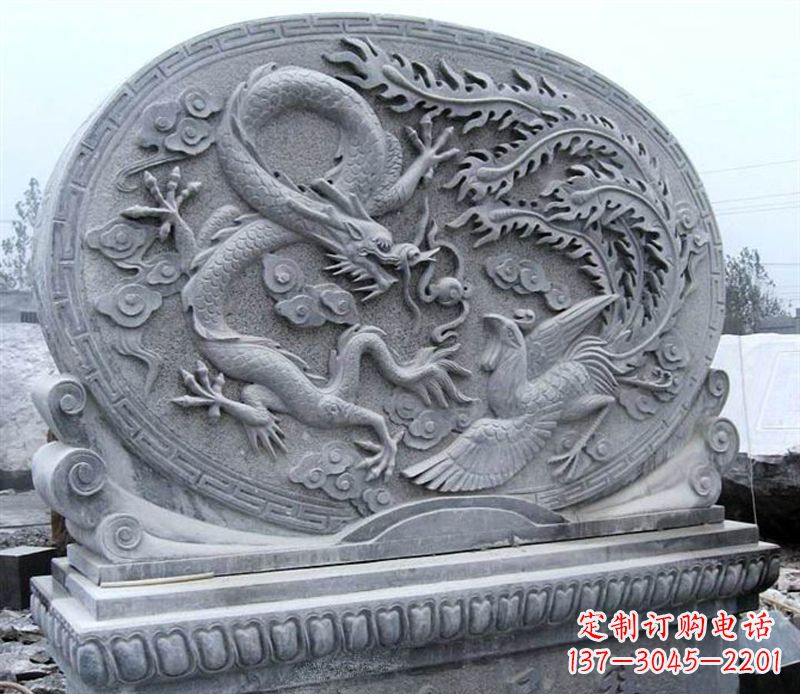 金华青石古典美——龙凤呈祥雕塑
