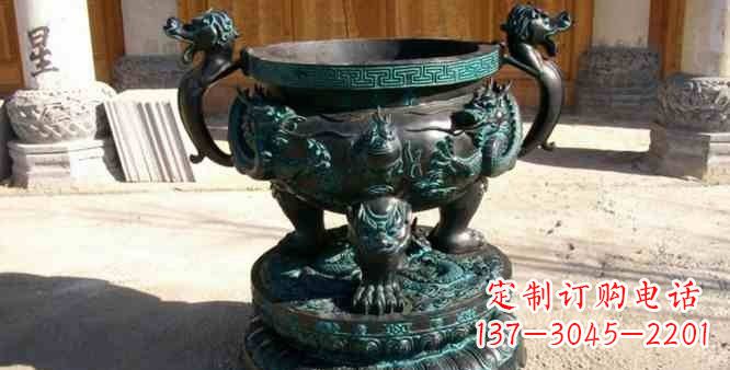 金华精美青铜祭祀圆香炉雕塑