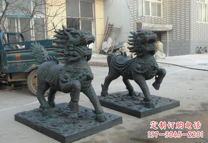 金华青铜立式麒麟雕塑