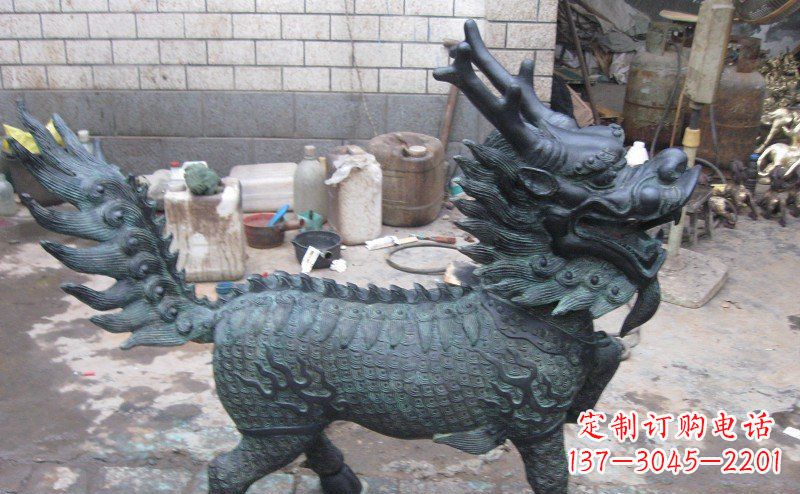 金华青铜雕制神兽麒麟,艺术匠心之至