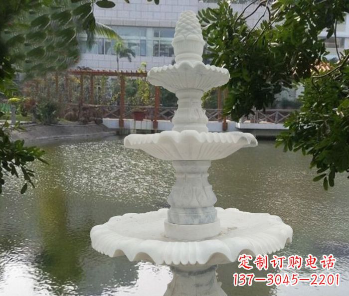 金华精致美观的三层喷泉汉白玉公园石雕