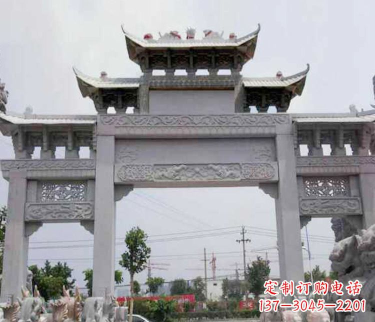 金华中领雕塑-三门牌坊大理石石雕