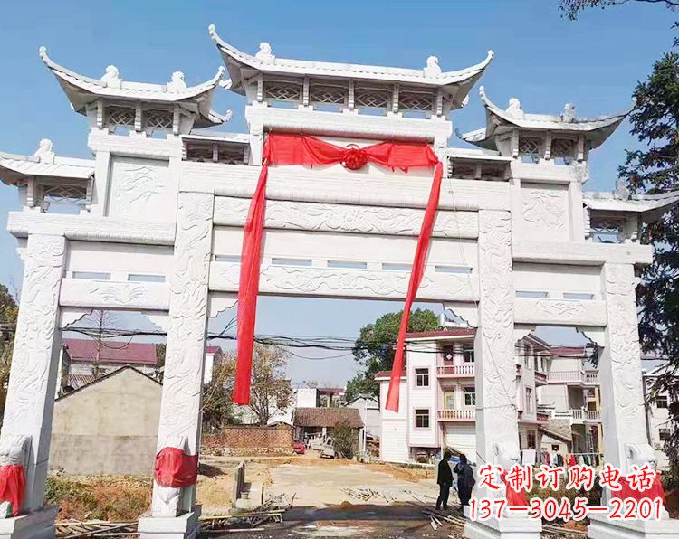 金华三门三楼石雕牌坊:专业定制牌坊雕塑