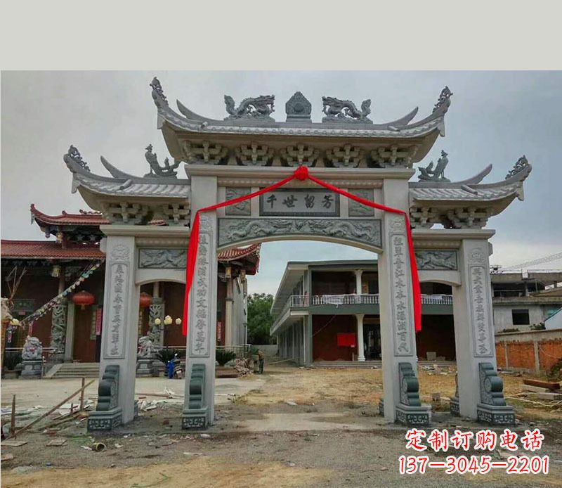 金华以传统工艺为源的独特牌坊石雕