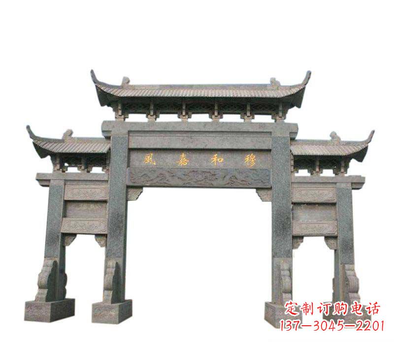 金华四门牌坊石雕:高端雕塑定制