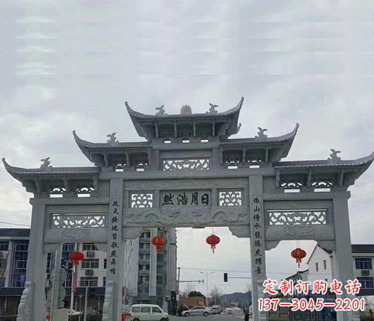 金华三门五楼石牌坊石雕_1