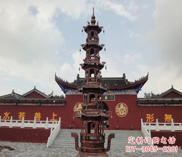 金华三足铜五层香炉雕塑