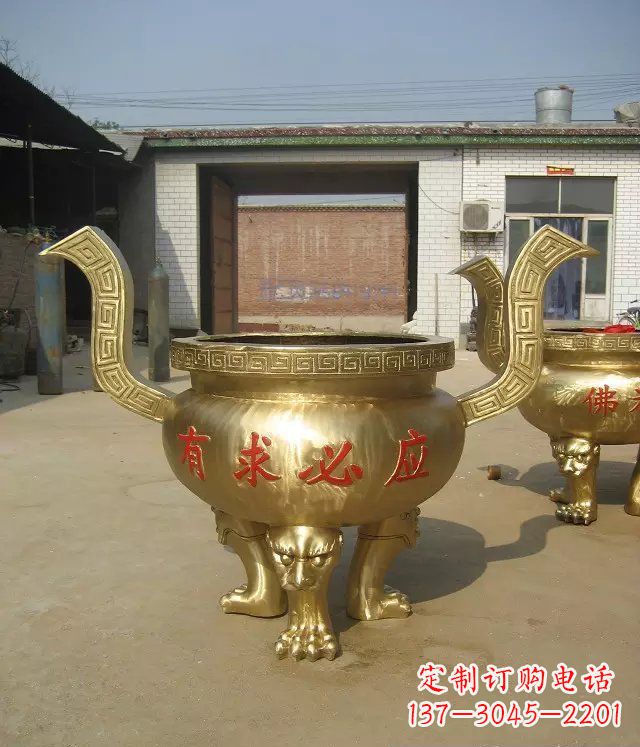 金华三足香炉寺庙香炉铜雕
