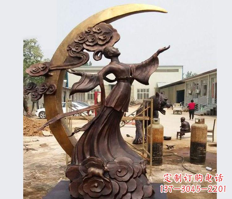 金华中领雕塑:精美嫦娥月亮铜雕