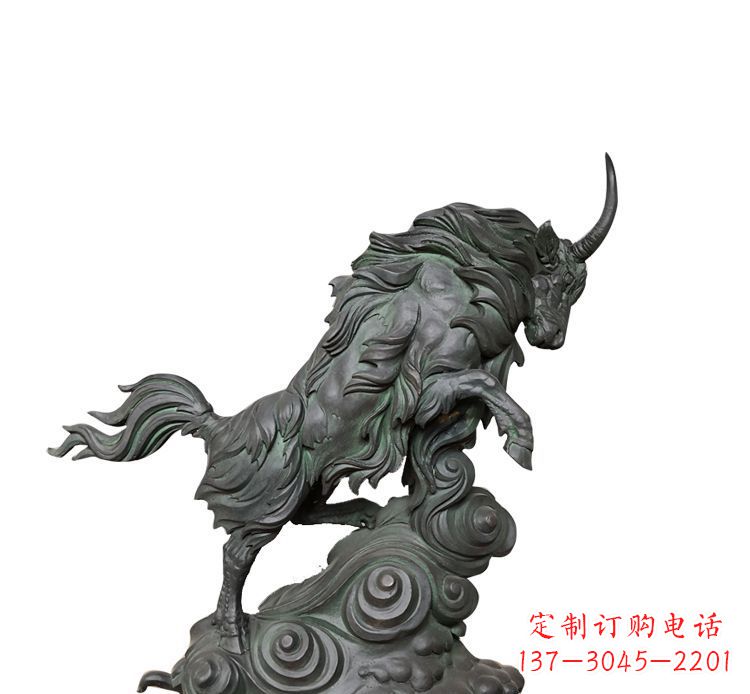 金华神牛踏波绸缎精美铜雕
